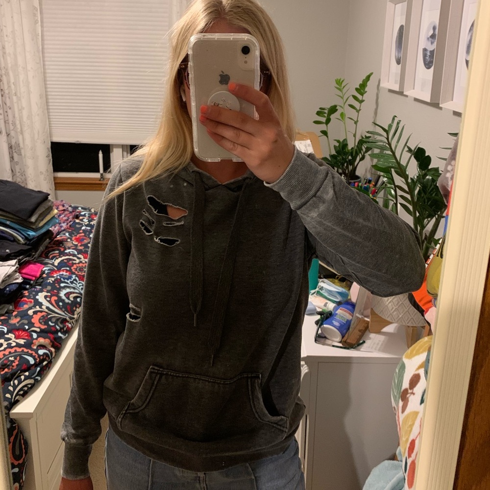 RUE21 Gray ripped sweatshirt